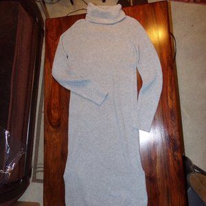 Snuggled Up Light Grey Knit Turtleneck Midi Sweater Dress